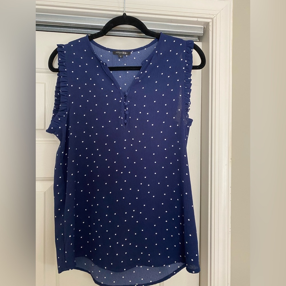 Paper moon size small navy blue with polka dots